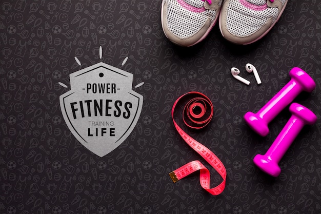 Top view fitness class equipments