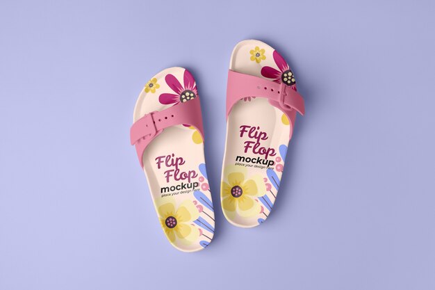 Top view on flip flop mockup