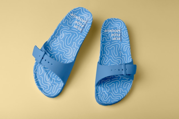 PSD top view on flip flop mockup