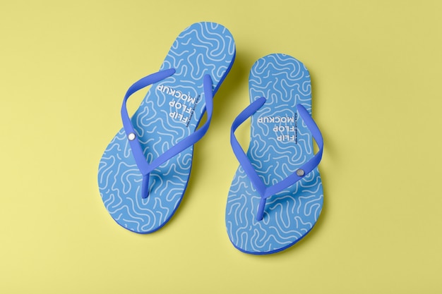 Top view on flip flop mockup