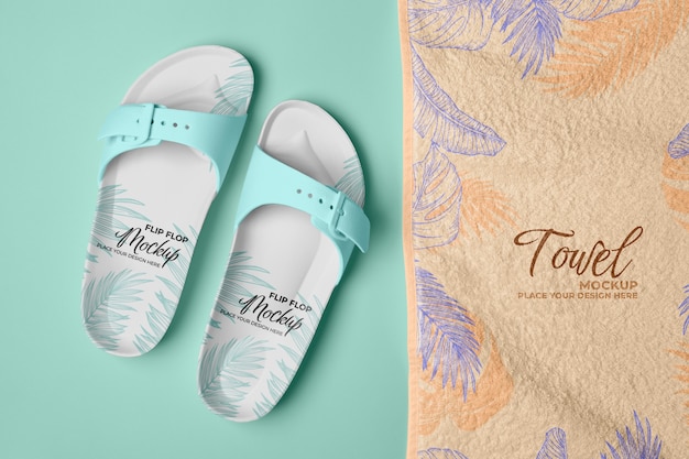 PSD top view on flip flop mockup