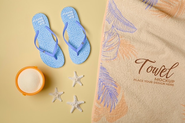 PSD top view on flip flop mockup