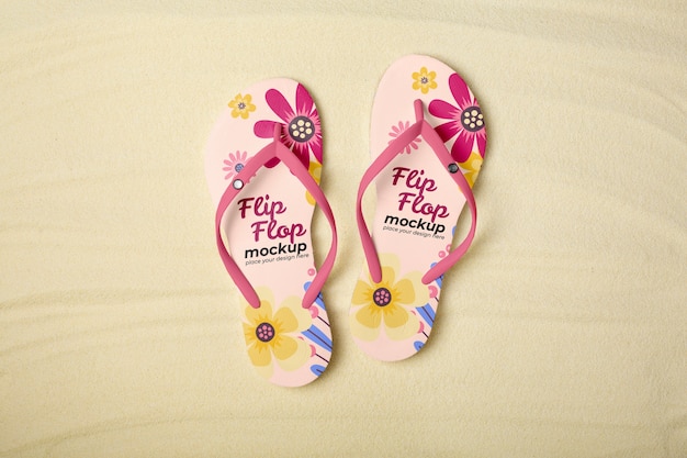 PSD top view over flip flop mockup