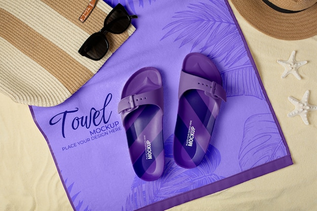 Top view over flip flop mockup