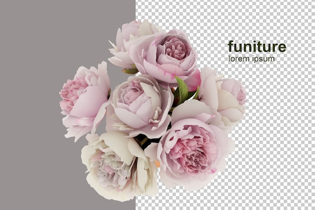 Top view flowers basket in 3d rendering