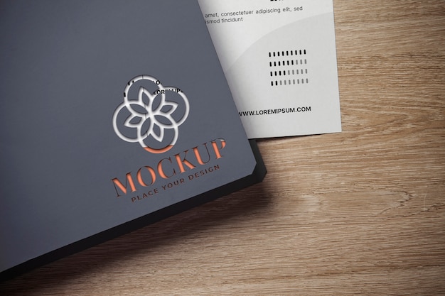 Top view folder design mockup