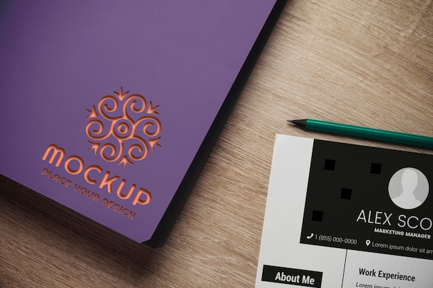 Top view folder design mockup