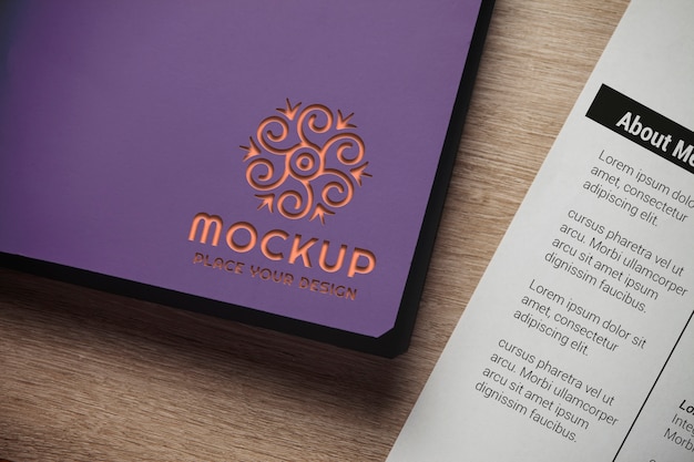 Top view folder design mockup