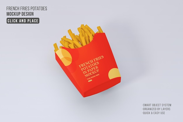 フライドポテトのパッケージモックアップテンプレート