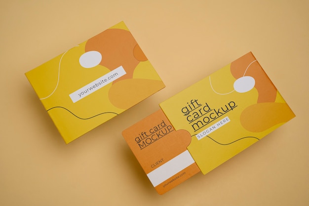 PSD top view on gift cards mockup