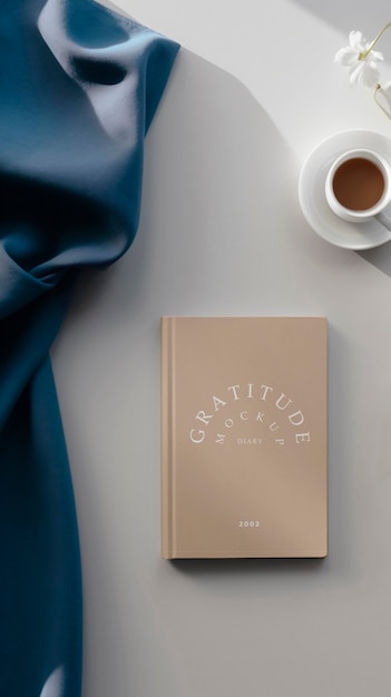 Top view gratitude diary mockup