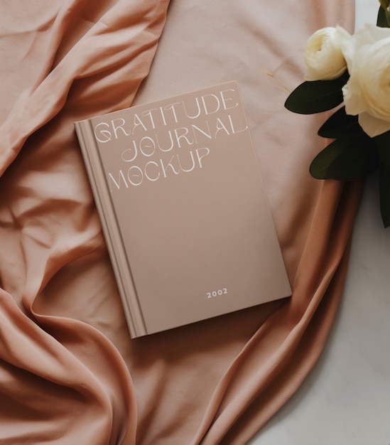 PSD top view gratitude diary mockup