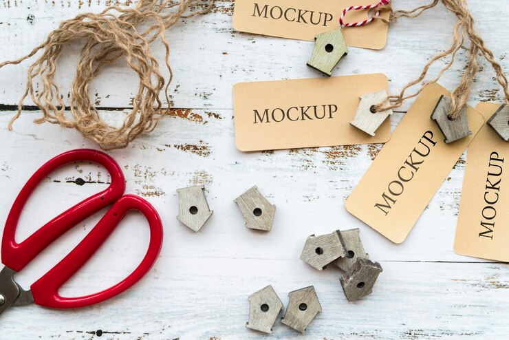 PSD top view of handmade concept mock-up