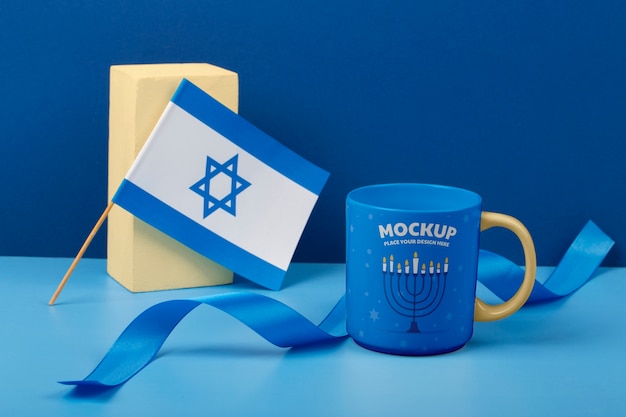 PSD top view on hanukkah merchandising