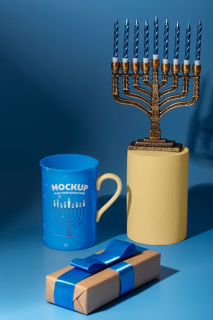 Top view on hanukkah merchandising