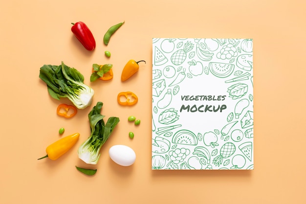 PSD top view of healthy vegetables concept mock-up