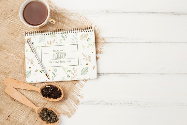 top view of herbal tea concept mock-up