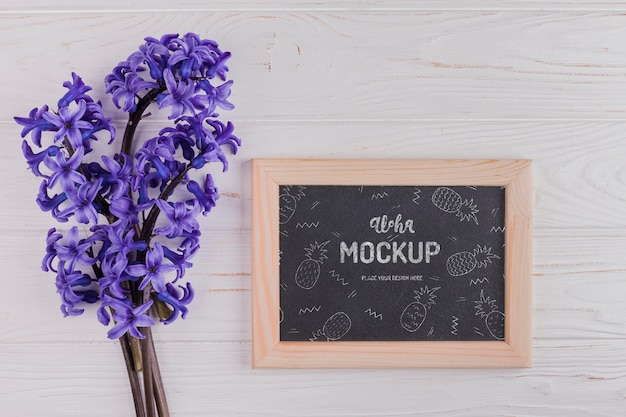 top view of hyacinth flower with frame mock-up