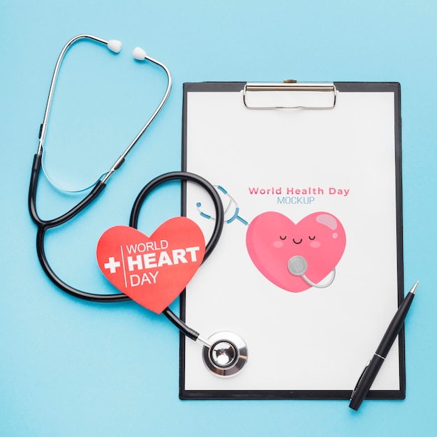 top view international health day stethoscope