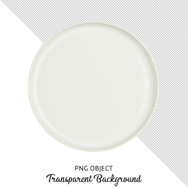 PSD top view of isolated matte white round plate