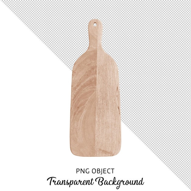 Top view of isolated serving wooden board on transparent background