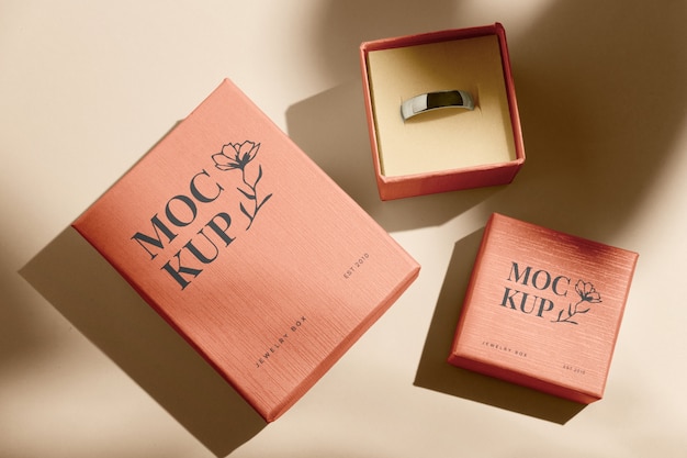 PSD top view jewelry box mockup