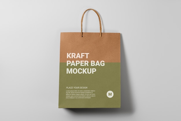 Top view of kraft paper bag with color