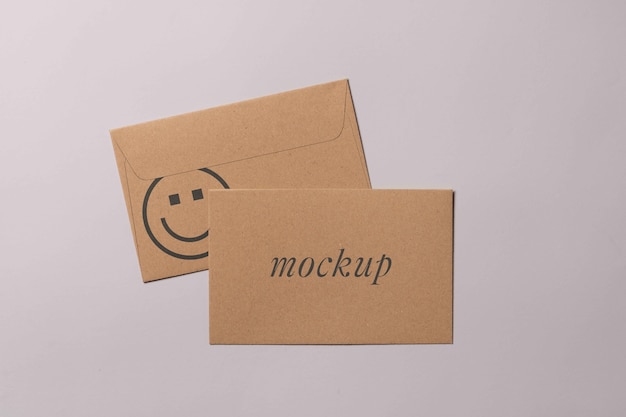 PSD top view on kraft paper envelope mockup