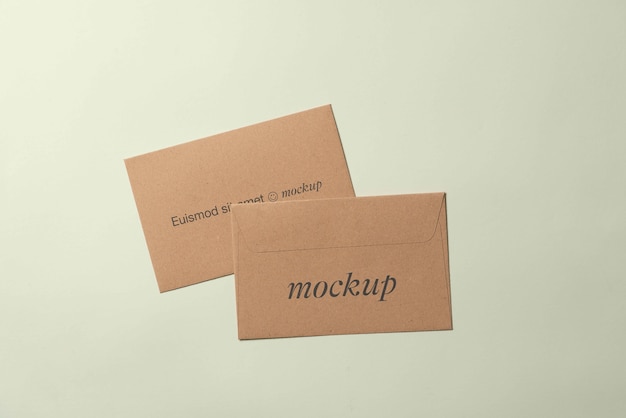 Top view on kraft paper envelope mockup