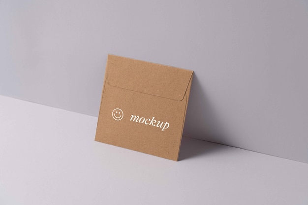 Top view on kraft paper envelope mockup