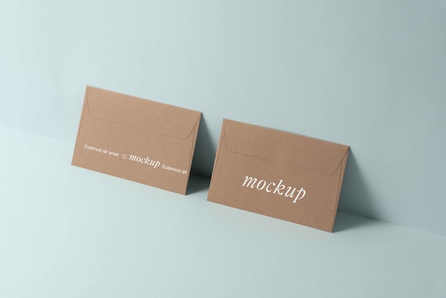 PSD top view on kraft paper envelope mockup