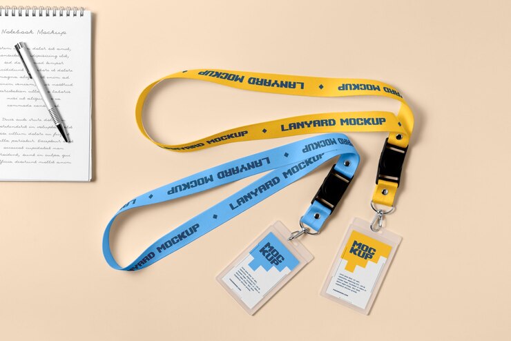PSD top view on lanyard mockup design