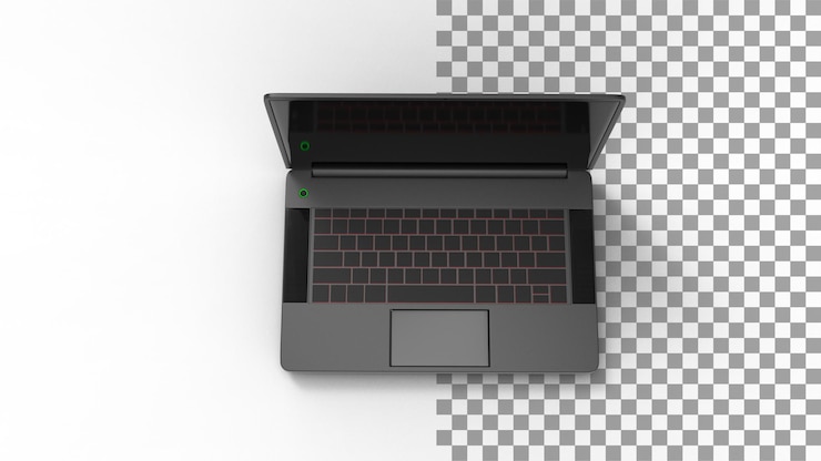 PSD top view of laptop 3d render