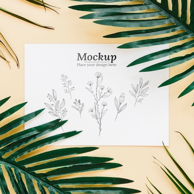 top view leaves arrangement mock-up