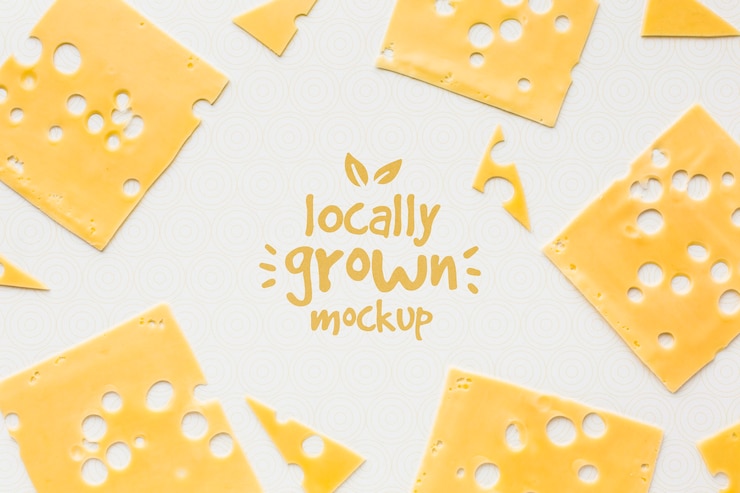 PSD top view of locally grown cheese mock-up