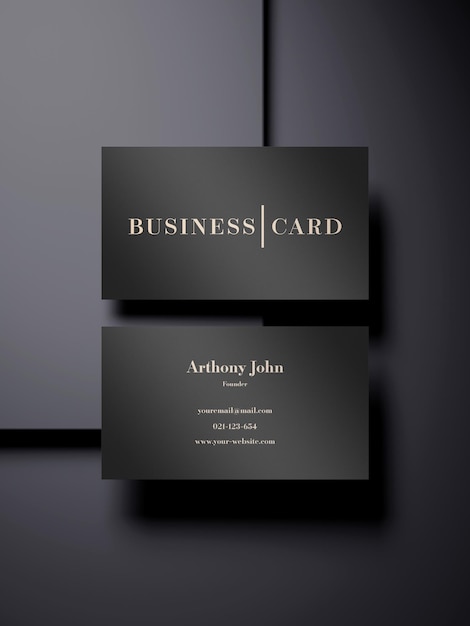 PSD top view luxury business card mockup