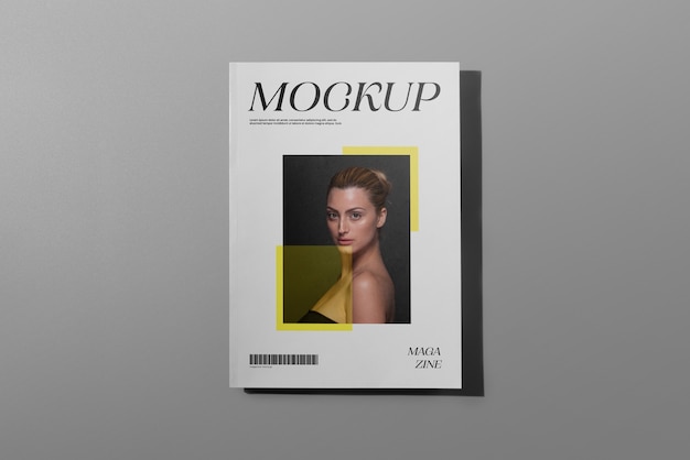 PSD top view over magazine mockup design