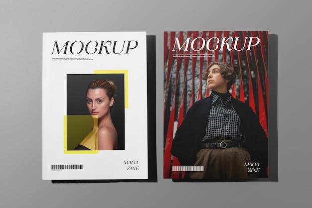 PSD top view over magazine mockup design