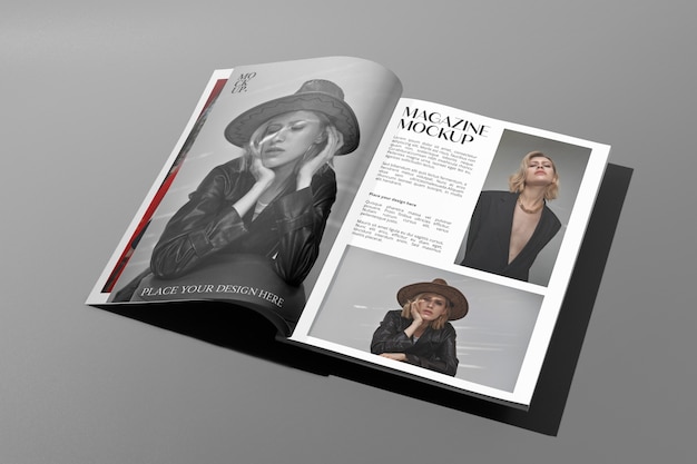 top view over magazine mockup design