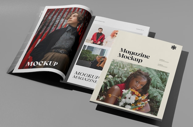 top view over magazine mockup design