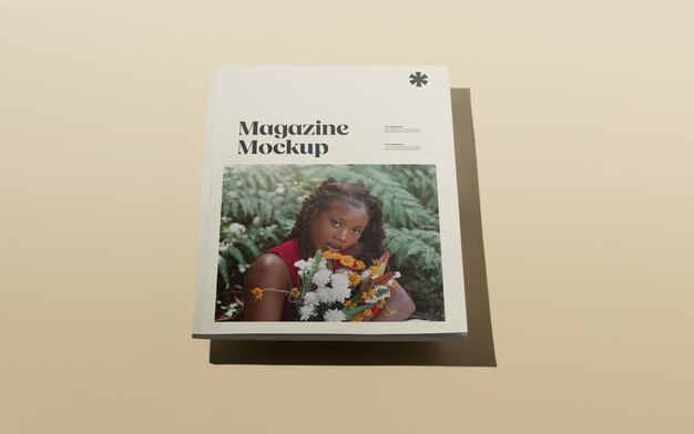 Premium PSD | Top view over magazine mockup design