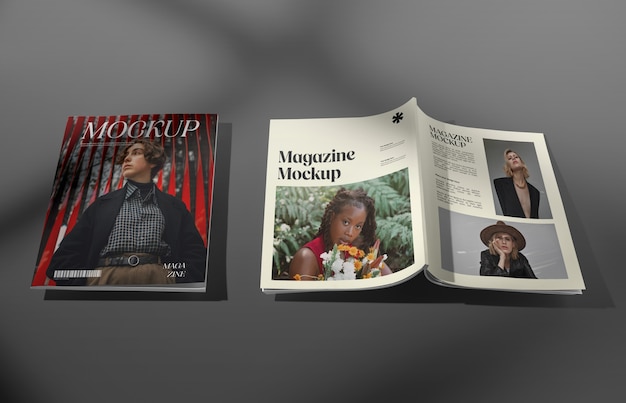top view over magazine mockup design