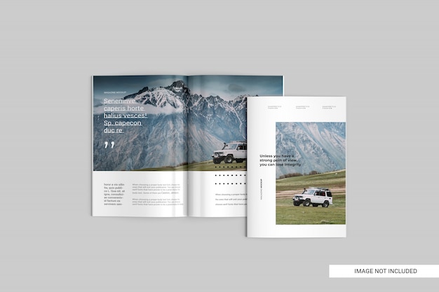 PSD top view magazine mockup