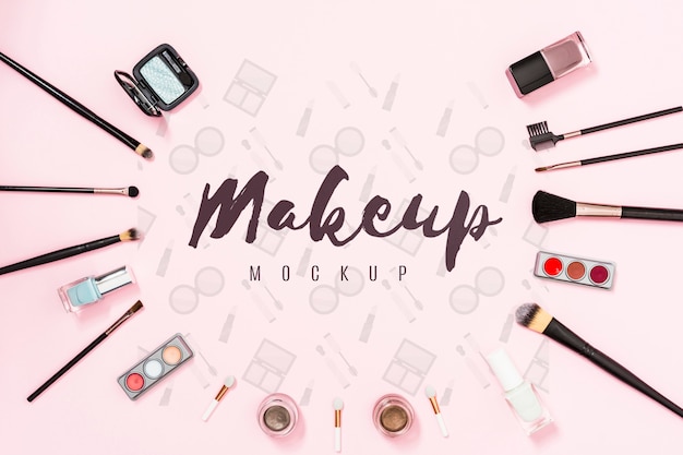 Top view of makeup mock-up concept
