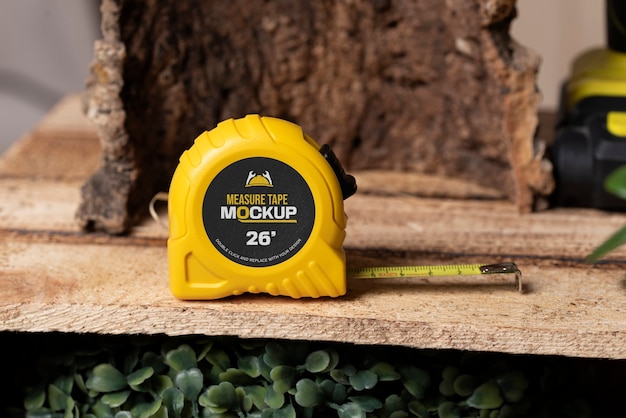 Top view over measuring tape mockup design