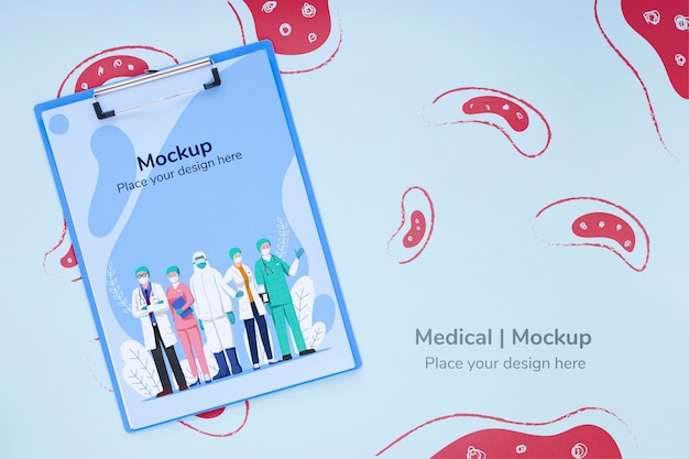 PSD appunti medici vista dall'alto con mock-up