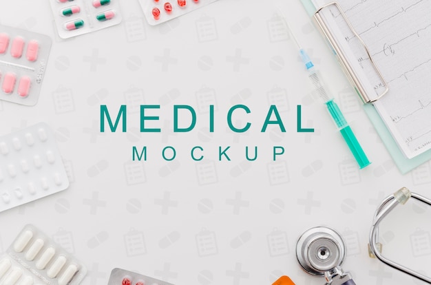 PSD concetto medico di vista dall'alto con mock-up