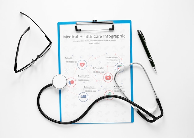 PSD top view medical form with stethoscope