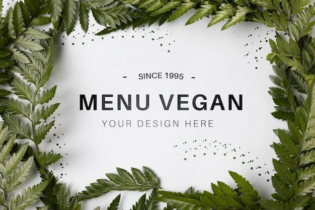 PSD menu vegano di vista dall'alto concetto con mock-up