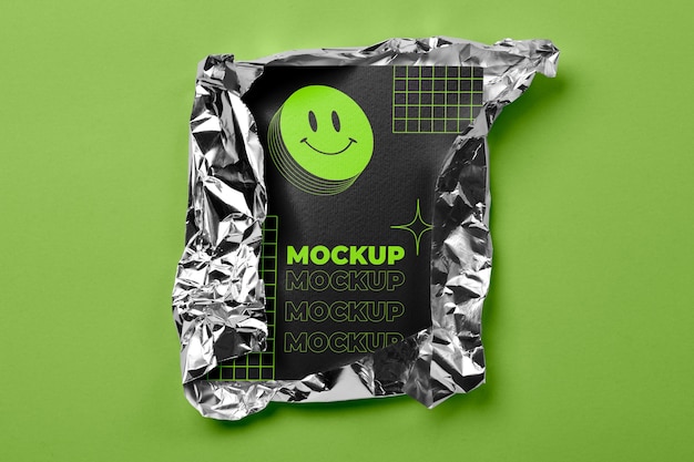 PSD top view over metallic wrap mockup